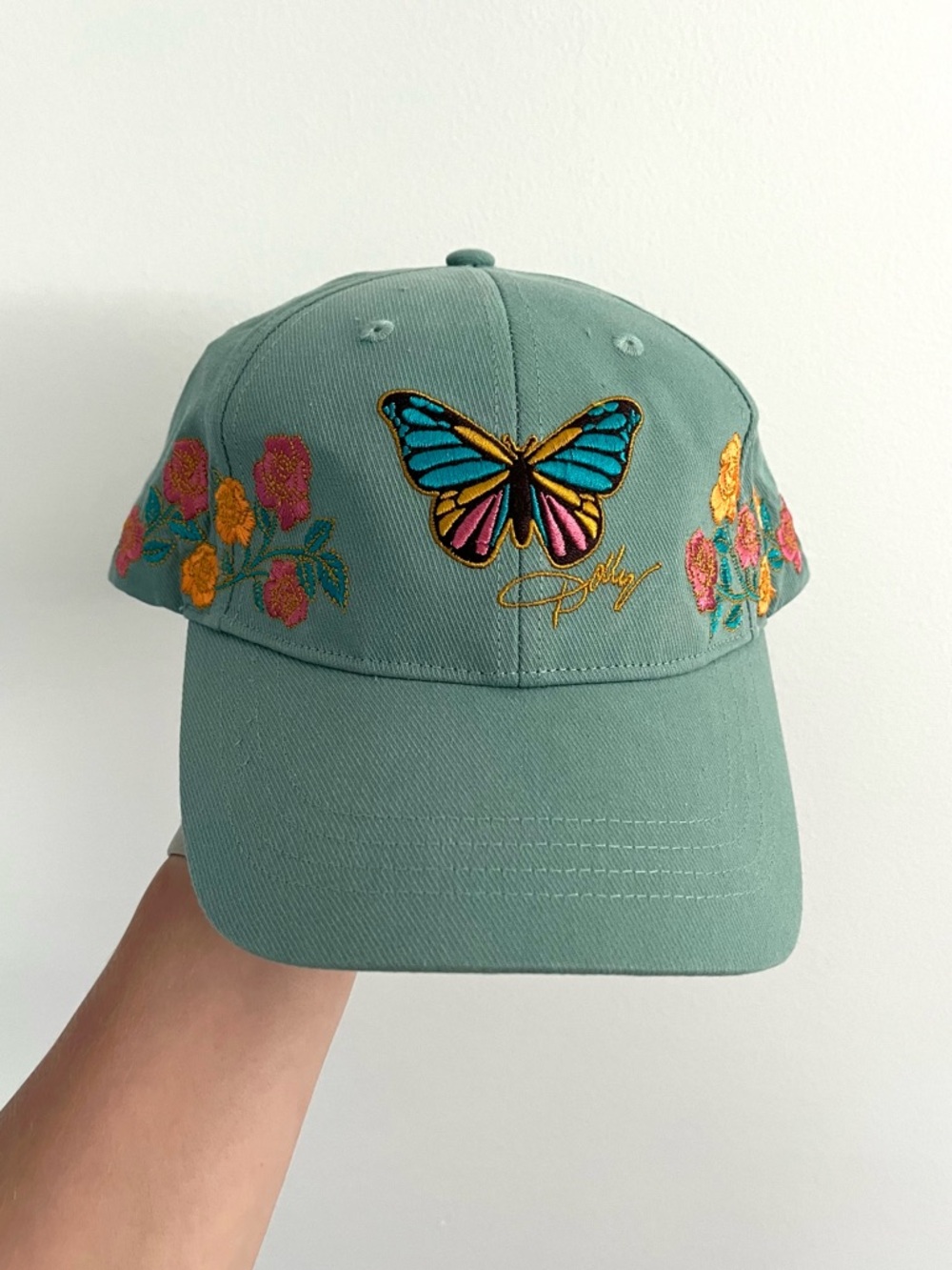 Dollywood Dolly Parton Women’s Teal Butterfly Embroidered Baseball Cap